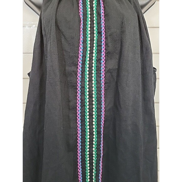 Knox Rose Women's XL Woven Black Halter Tank Top Hippie Boho Loose Flowy - Picture 2 of 8